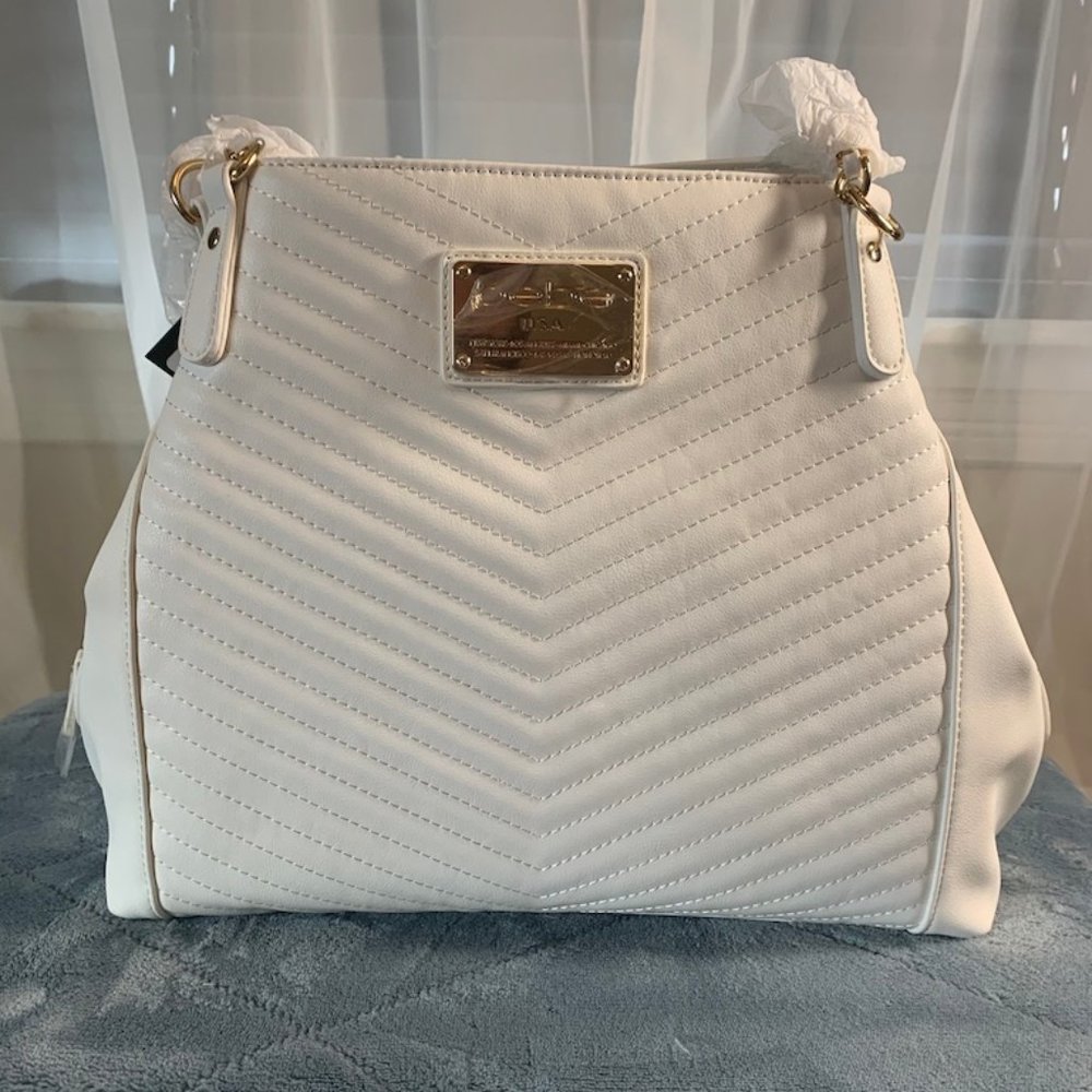 NWT Bebe White Quilted Tote